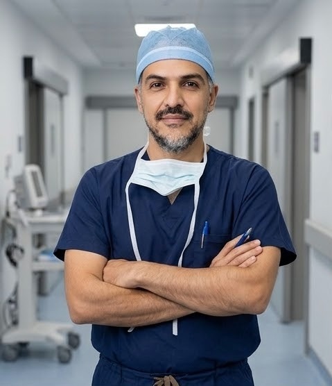 Dr. Daniel Barajas Ugalde en área hospitalaria y quirúrgica